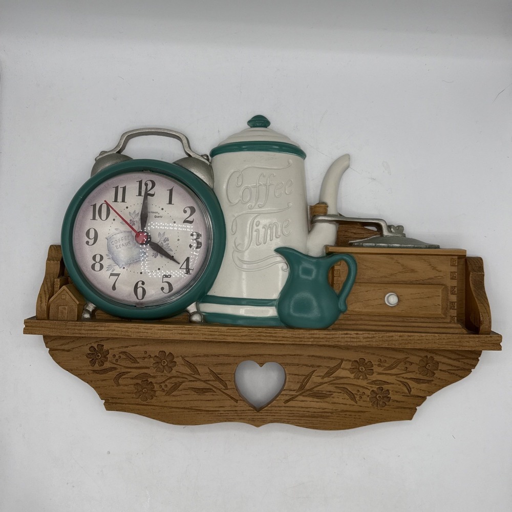 VTG 80s Burwood Coffee Time Quartz 3D Kitchen Wall Clock Cottagecore WORKS 16x11